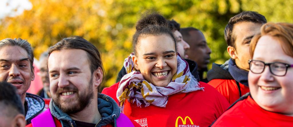 McDonald's workers take strike action with supporters. Photo: TUC/Jess Hurd