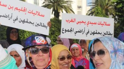 Soulaliyate women protesting. Photo: Twitter / @DrissElyazami